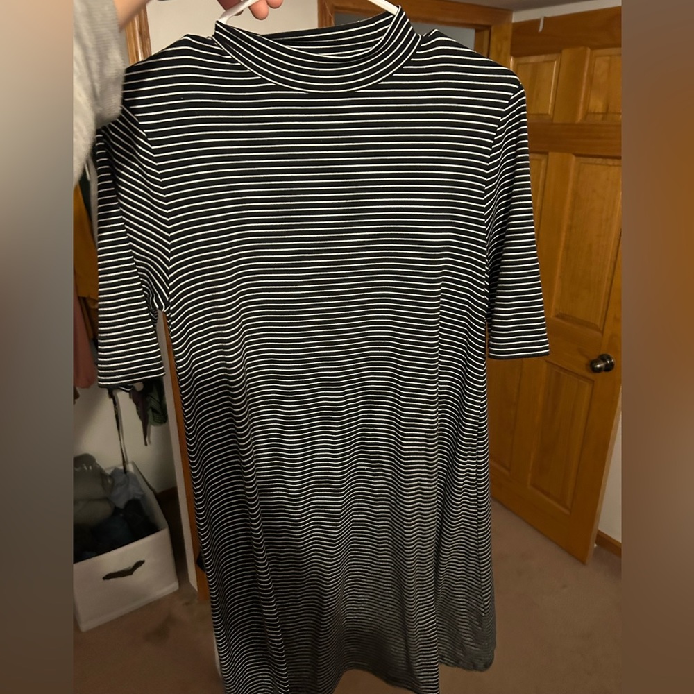 Black and white striped dress